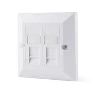 rhinocables CAT6 Ethernet Faceplate | Single 1, Double 2 & Quad 4 RJ45 Gang Wall Sockets | CAT 6 Setup for Printers, VoIP, Phones & More | Network Expansion for Home or Business (2 Port,Pack of 1)