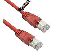 rhinocables CAT6 Full Copper Patch Lead - Shielded Short Ethernet Cable for Fast LAN, Router Links, IP Cameras & VoIP | PoE Compatible RJ45 Wire for Home & Office Networking (Red, 0.5m)