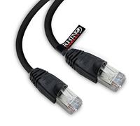 rhinocables CAT6 RJ45 Shielded Cable - Long Full Copper Gigabit Ethernet Lead for Router & Modem Links, Gaming, Streaming & Business Networks | PoE Compatible Wire (Black, 20m)