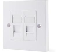 rhinocables CAT6A Ethernet Faceplate Single 1-Port/Double 2-Way RJ45 Socket Wall Plate for Ethernet Cable Networking (1, 2 Port)