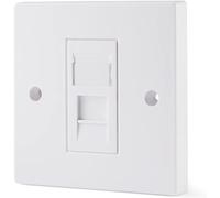 rhinocables CAT6A Ethernet Faceplate Single 1-Port/Double 2-Way RJ45 Socket Wall Plate for Ethernet Cable Networking (1, 1 Port)