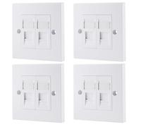 rhinocables CAT6A Ethernet Faceplate Single 1-Port/Double 2-Way RJ45 Socket Wall Plate for Ethernet Cable Networking (4, 2 Port)
