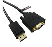 rhinocables - DisplayPort to VGA Cable | Compatible with DisplayPort v1.1 | Supports Resolutions > QXGA | Minimized EMI for Clear Signal | Black, 1m