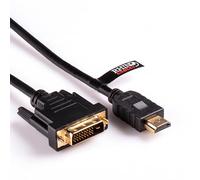 rhinocables DVI to HDMI 24+1 to 19 Pin Adapter Cable | Gold-Plated Single Link Connectors | PC Monitor Lead for Audio & Full HD Video | Universal Fit for DVD, Projectors, HDTV | Black PVC, 7m