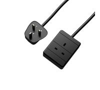 rhinocables Extension Lead Power Cable | 13A 1-Gang One-Way UK Plug Socket | BS1363/A Certified 230V 50Hz Mains Wire for Home, Office, Workshop & Desk Use, Black (0.5m)