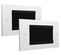 rhinocables Faceplate Double Gang Brush | Wall-Mounted Cable Entry Cover for Hiding HDMI, TV & Multimedia Leads | Pass-Through with Fixing Screws for Home & Office AV Setups (Black Brush, 2 Pack)