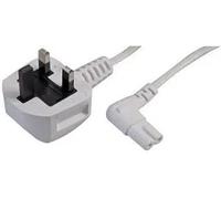 rhinocables Figure 8 Mains Right Angle End TV Power cable, UK Plug to IEC C7 Fig8 2Pin 90 Degree Lead Power Supply Cord compatible with Xbox, PS5, Printer, Laptop (White, 2m)