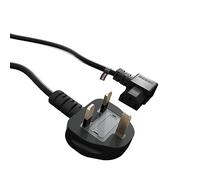 rhinocables IEC C13 Right-Angled Kettle Lead (2m) UK 3-Pin to C13 Power Cable for PCs, Monitors, Printers & Wall-Mounted Setups | Space-Saving Mains Extension Cord for Home & Office, Black