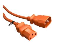 rhinocables IEC Extension Lead - Kettle Cable with C13 to C14 Connectors for Tidy PC, Monitor & Printer Power Routing | Durable HO5VV-F Lead for Home & Office Setups (Orange, 3m)