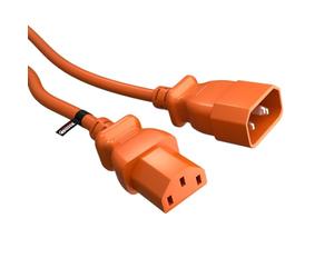 rhinocables IEC Extension Lead - Kettle Cable with C13 to C14 Connectors for Tidy PC, Monitor & Printer Power Routing | Durable HO5VV-F Lead for Home & Office Setups (Orange, 3m)