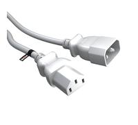 rhinocables IEC Kettle Lead Extension - 1.8m White Cord with C13 to C14 Connectors | PC Power Cable for Monitors, Computers, Printers & More | Durable Connector Lead for Plug, Home & Office Use