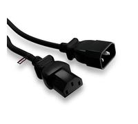 rhinocables IEC Kettle Lead Extension - 3m Black Cord with C13 to C14 Connectors | PC Power Cable for Monitors, Computers, Printers & More | Durable Connector Lead for Plug, Home & Office Use