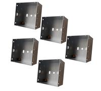 rhinocables - Metal 1 Gang Single Socket Back Box | Flush Mount with Fixed Lugs | BS4662 Compliant | Versatile Depth Options | Durable Galvanized Steel, 5 Pack, 47mm