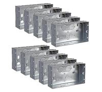 rhinocables Metal 2 Gang Double Socket Back Box, Double Pattress Box Mount, Steel Knock Out Flush Mount (10 Pack, 35mm)
