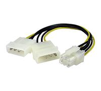 rhinocables Molex LP4 Power Adapter Cable, 5.25in PSU Lead for Power HDD, SSD, DVD RW, Hard Drive - Various Ends Including Sata Power Cable, Floppy Connector & 6 Pin (2 x Molex to 6 Pin)