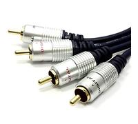 rhinocables - OFC TWIN RCA Male Cable | Gold-Plated Connectors for Crystal-Clear Audio | Ideal for HDTV Surround Sound Systems | Phonos with Oxygen Free Copper, Gold, 0.5m
