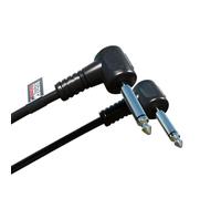 rhinocables Right-Angled Mono Jack Lead - 6.35mm Guitar & Instrument Cable for Amps, Pedalboards, Mixers & Keyboards | Pure Copper Signal Path with Strain-Reducing 90° Plug (Black, 6m)
