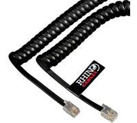 rhinocables RJ10 Coiled Black Phone Cable (3m) Anti-Tangle Curly Handset Cord for BT Landline, Fax & Office | 4-Core Full Copper Wire with Gold-Plated 4P4C Connectors | 2m, 3m & 5m Options (1 Pack)