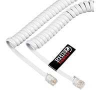 rhinocables RJ10 Coiled White Phone Cable (5m) Anti-Tangle Curly Handset Cord for BT Landline, Fax & Office | 4-Core Full Copper Wire with Gold-Plated 4P4C Connectors | 2m, 3m & 5m Options (1 Pack)