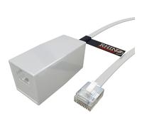 rhinocables - RJ11 Extension ADSL Cable | 4 Pin Broadband Modem Router | Seamless White Design | Plug and Play | 6P4C Connectors | Compatible with BT VOIP Phone, White, 15m