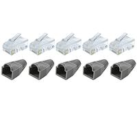rhinocables RJ45 Cat5e Ends and Boots Crimp Plug End for NETWORK Cable make your own ethernet lead Boots & Ends '10 Pack (5 of each)'