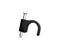 rhinocables Round Cable Clips 100 Pack Cable Management Clamps Wall Tidy Clips 4mm, 5mm, 6mm, 7mm, 8mm Wire for Ethernet, Telephone, TV and other cables (Black, 6mm)