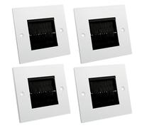 rhinocables Single Gang Brush Faceplate | HDMI Management Wall Entry Cover | Outlet Concealer for Tidying TV & Multimedia Cables, Ideal in Home and Office Setups (Black Brush, 4 Pack)