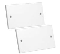 rhinocables Single-Gang Socket Blanking Plate - White Waterproof Cover for Unused Light Switch & Plug Boxes | Tough, Clean-Finish Wall Plate with Screws for Homes, Schools & Offices (Pack of 2)
