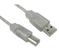 rhinocables Transparent USB 2.0 A to B Printer Cable Male Clear Printer Scanner Lead for HP Brother Epson (2m)