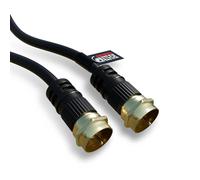 rhinocables TV Aerial Cable - F Plug Male to Male Coaxial Ariel Lead with Secure Connections | RG6 Antenna Cable for TV, Sky Box, Freeview & Home Cinema Systems | Durable Black Coax Wire (1m)
