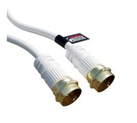 rhinocables TV Aerial Cable - F Plug Male to Male Coaxial Ariel Lead with Secure Connections | RG6 Antenna Cable for TV, Sky Box, Freeview & Home Cinema Systems | Durable White Coax Wire (2m)
