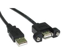 rhinocables USB 2.0 Panel Mount Cable For Wall Mounted Faceplates Euro Mod Modules Female/Male Black (0.5m)