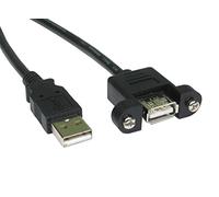 rhinocables - USB 2.0 Panel Mount Cable | Seamless Connectivity | Gold Flashed Contacts | Versatile USB A Male to Female | Ideal for Faceplates & Custom Setups, Black, 5m