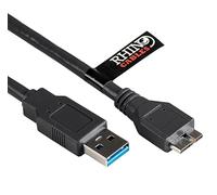 rhinocables USB 3.0 A Male to Micro B External Portable Hard Drive Cable for HDD, HDD's Data Sync and Charge Lead (2m, Black)