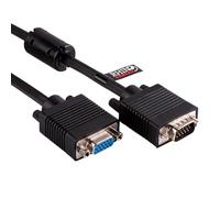 rhinocables VGA Analogue Video Extension Lead - 15-Pin M-F Cable for Computer Screens, Beamers, Laptops & Office Displays | Flicker-Free Shielded Cable with Secure Thumbscrews (Black, 7m)