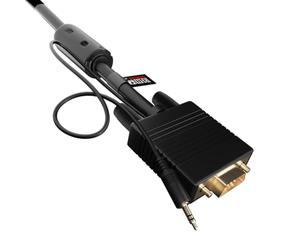 rhinocables VGA Cable with Audio Jack Combined 3.5mm Stereo for SVGA Display Monitor, Sound Speaker Superior Gold Plated Lead HDTVs CCTV Laptop, Whiteboard 10m