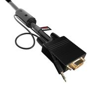 rhinocables - VGA Cable with Audio Jack | SVGA Male Connectors for Secure Video | Built-in 3.5mm for Audio | Copper Cores for Enhanced Visuals | Compatible with Monitors, Gold, 7m