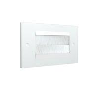 rhinocables White Double Gang Cable Management Brush Faceplate | Wall Entry Plate for Hidden HDMI & AV Cables | Pass-Through Solution for Home Cinemas, Offices & Media Units (White Brush, 1 Pack)