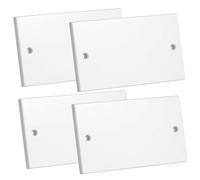 rhinocables White Single Electrical Cover Plate - Waterproof Blanking Solution for Unused UK Plug Sockets & Switch Back Boxes | Durable Wall Plate with Screws for Safe Wiring Protection (Pack of 4)