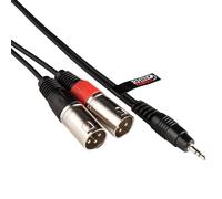 rhinocables XLR to 3.5mm Jack Adapter Cable | Dual 3-Pin Male to Mini Stereo Lead | Colour-Coded for Left & Right Channels | Mic & Instrument to Mixer, Recorder & Amp Connection | Black, 1m