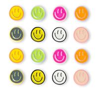 rhinocats Locker Magnets for Girls，Cute16Pcs Fridge Magnets,Colorful Decorative Resin Smiley Face Refrigerator Magnets, Strong Whiteboard Magnets for Classroom, Office, or Home Use