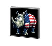 Rhinoceros 4th Of July Rhino Button Pins Square Badge Personalized Button Brooch Lapel Pins for Women Men Gifts