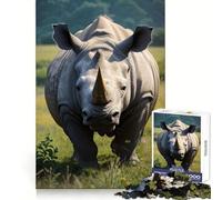 Rhinoceros Animals Jigsaw Puzzles 1000 Pieces for Adults Memory Gain Anxiety Relief Design Assembly Artistic Gift (38x52cm)