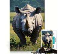 Rhinoceros Animals Jigsaw Puzzles 1000 Pieces for Adults Strengthen Recall Calm Mind Quality Edge Warm Surprise (50x75cm)