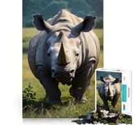 Rhinoceros Animals Jigsaw Puzzles for Adults 1000 Pieces Brain Skill Relaxed Mind Exact Edge Art Collection Piece (38x26cm)