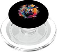 Rhinoceros Artwork Portrait Animal Art Colorful Splash Rhino PopSockets PopGrip for MagSafe