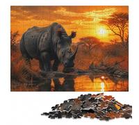 Rhinoceros in Autumnal Landscape Jigsaw Puzzle for Adults, 1000 Pieces | Section-by-section building: a clear build method on quiet evenings.