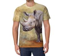 Rhinoceros Mama And Little Men's T-Shirts Classic Short Sleeve Crew Neck Tee Summer Casual Tops Graphic 6XL