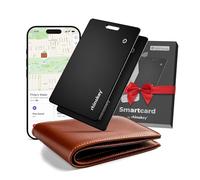 Rhinokey® Apple MFi Certified Wallet Tracker Card (iOS Only) - Slim Rechargeable 1.8mm Thin Tracker, Airtag Wallet Waterproof, Apple Find My Luggage Tags, Item Finder with Key Chain Hole 2 Pack