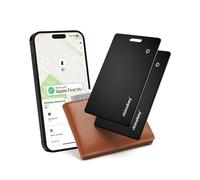 Rhinokey® Apple MFi Certified Wallet Tracker Card (iOS Only) - Slim Rechargeable 1.8mm Thin Tracker, Airtag Wallet Waterproof, Apple Find My Luggage Tags, Item Finder with Key Chain Hole 2 Pack